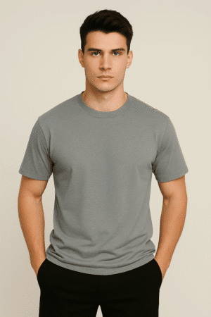 “Premium Graphite Grey Regular Fit Tee for Men – Minimal Everyday Wear”